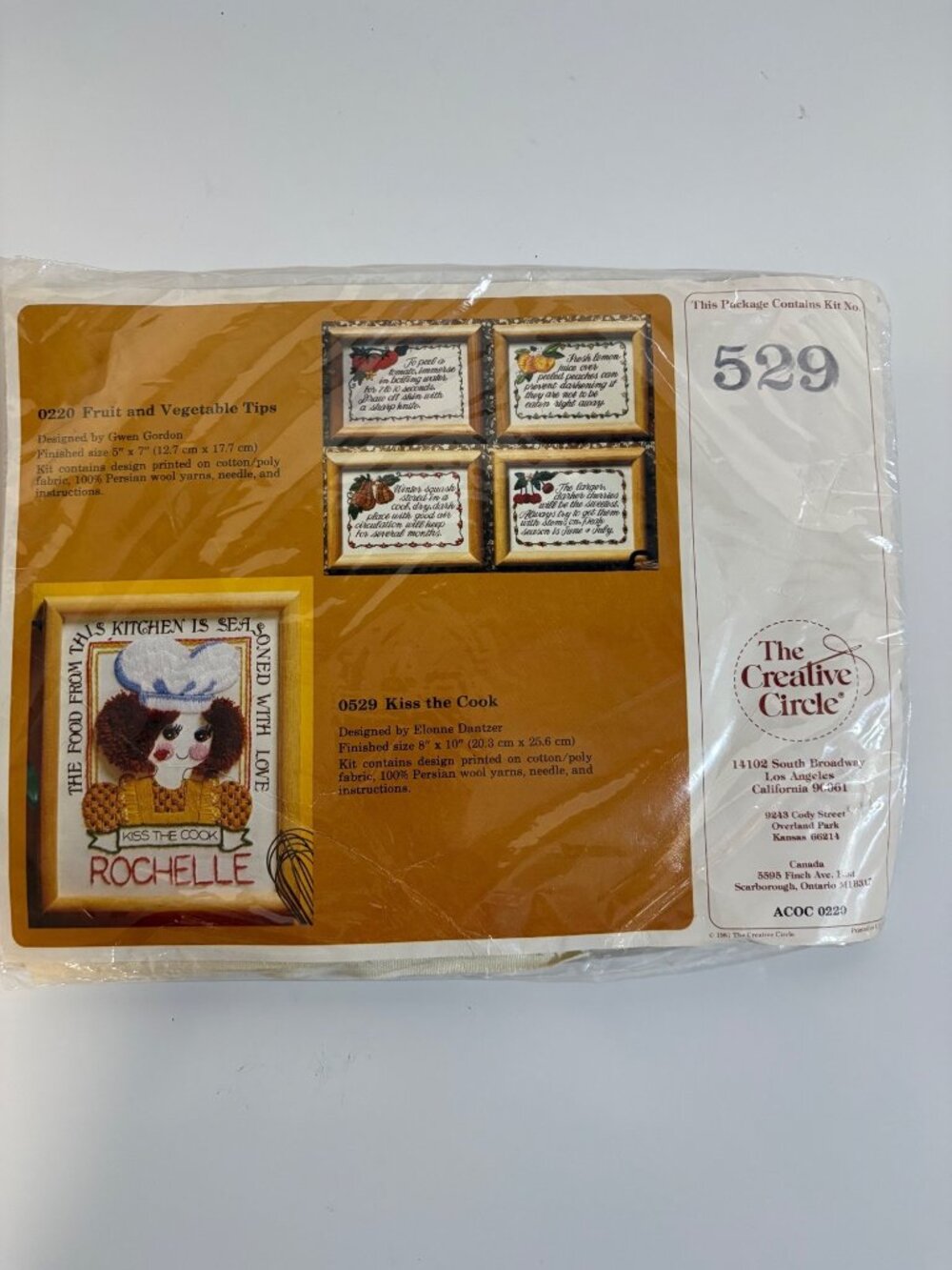 The Creative Circle 529 Kiss the Cook Needlepoint Kit Vintage 1981 Sealed